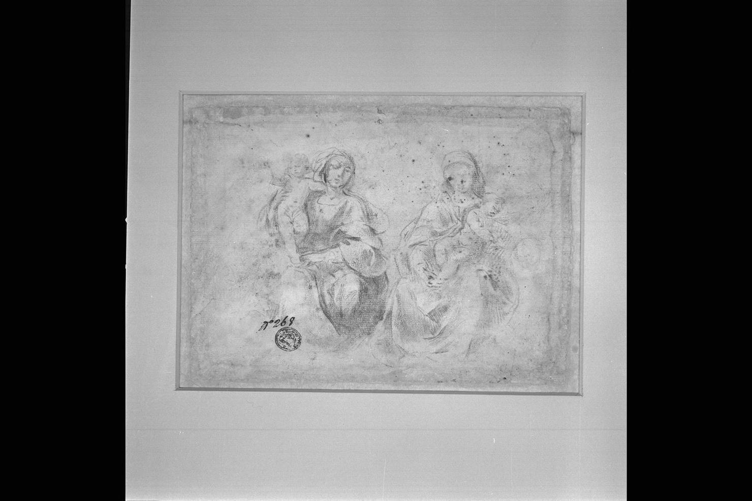 Madonna con Bambino (disegno) di Allegrini Francesco (sec. XVII)