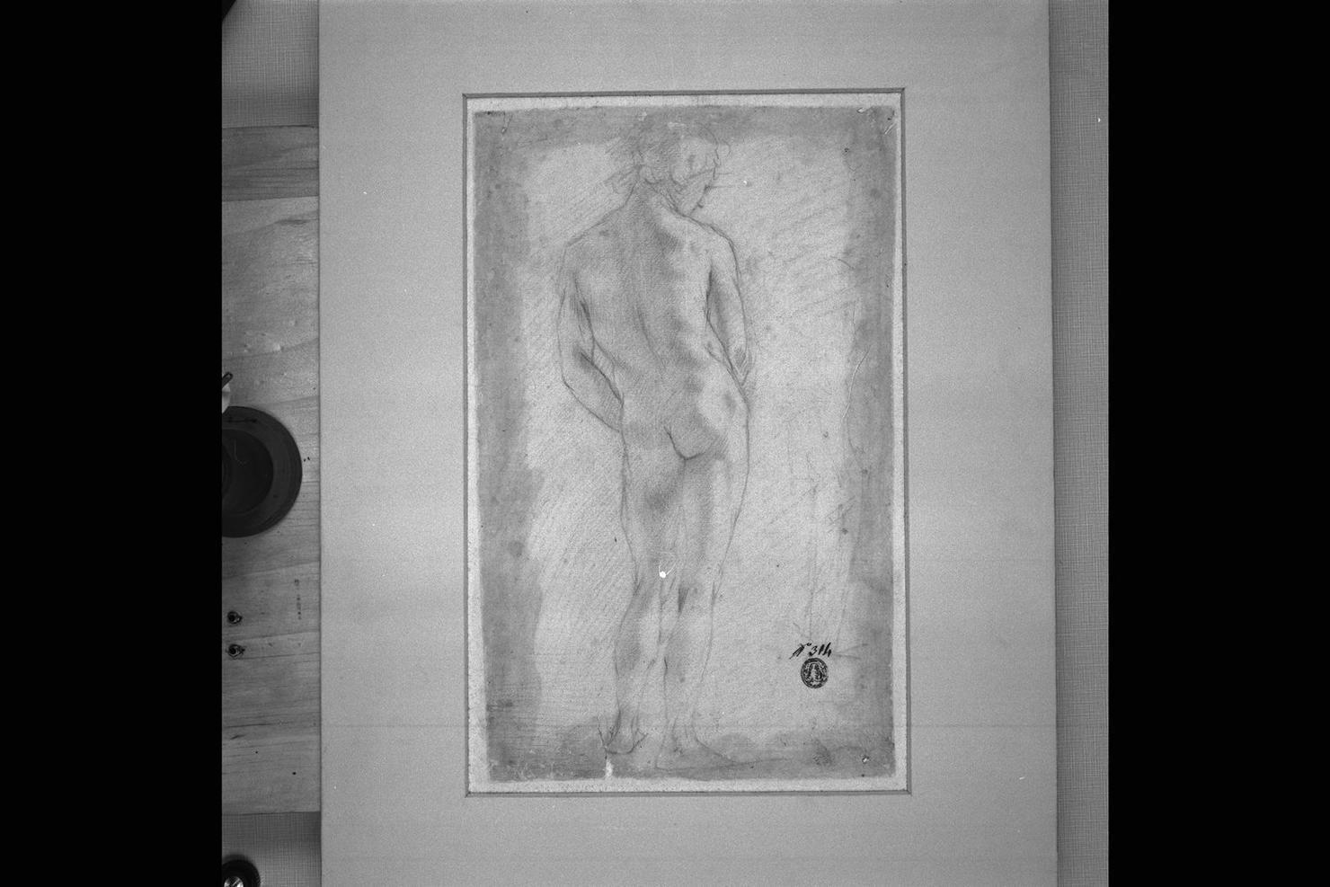 figura maschile nuda (disegno) di Montelatici Francesco detto Cecco Bravo (sec. XVII)