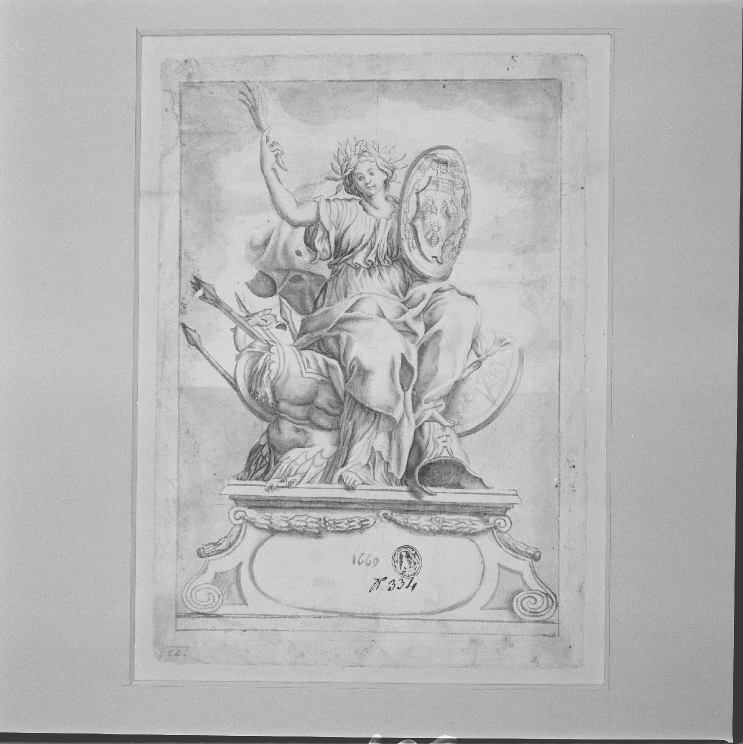 allegoria di casa Barberini (disegno) - ambito italiano (sec. XVII)
