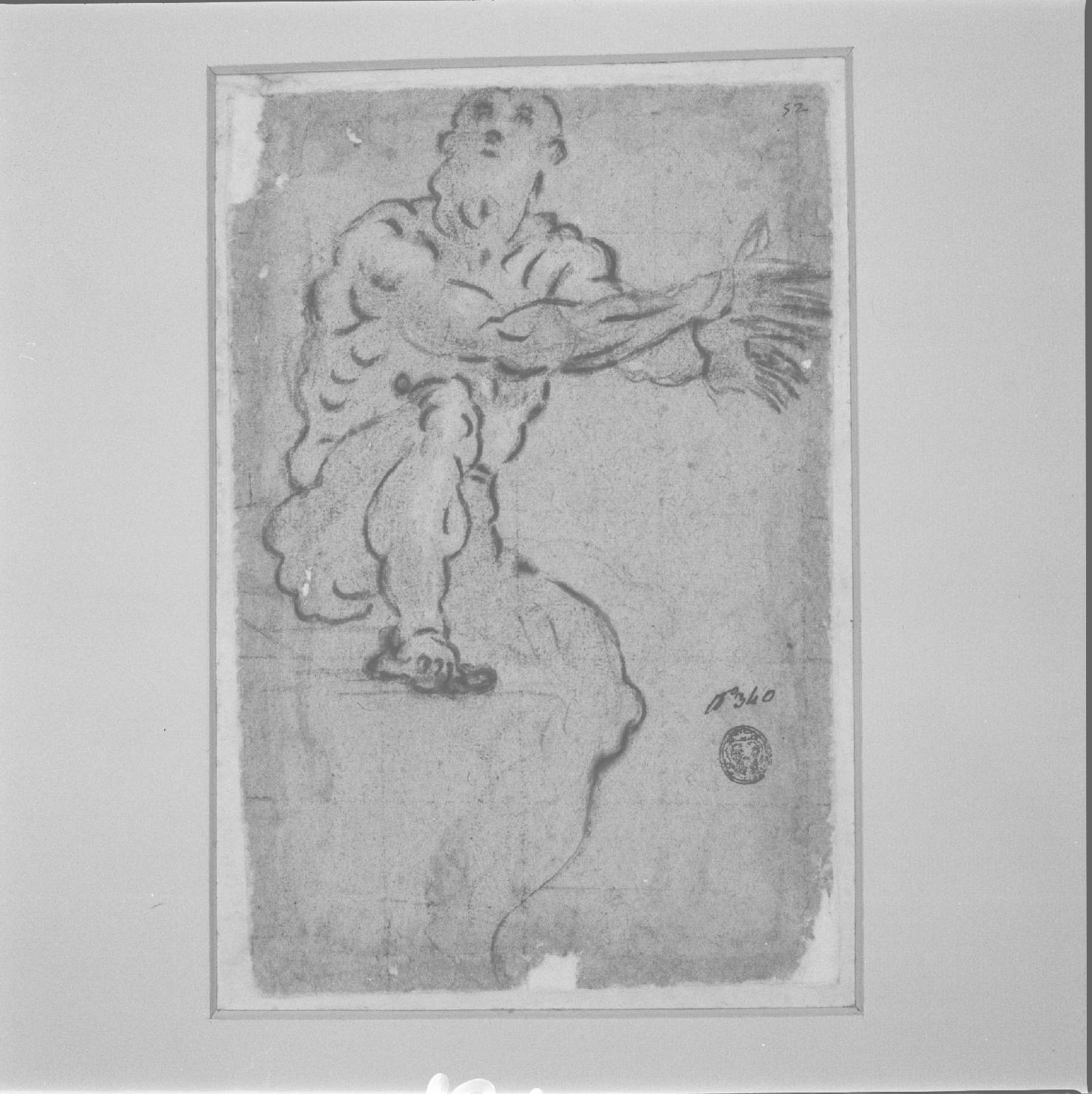 figura maschile nuda (disegno) di Robusti Jacopo detto Tintoretto (cerchia) (sec. XVI)