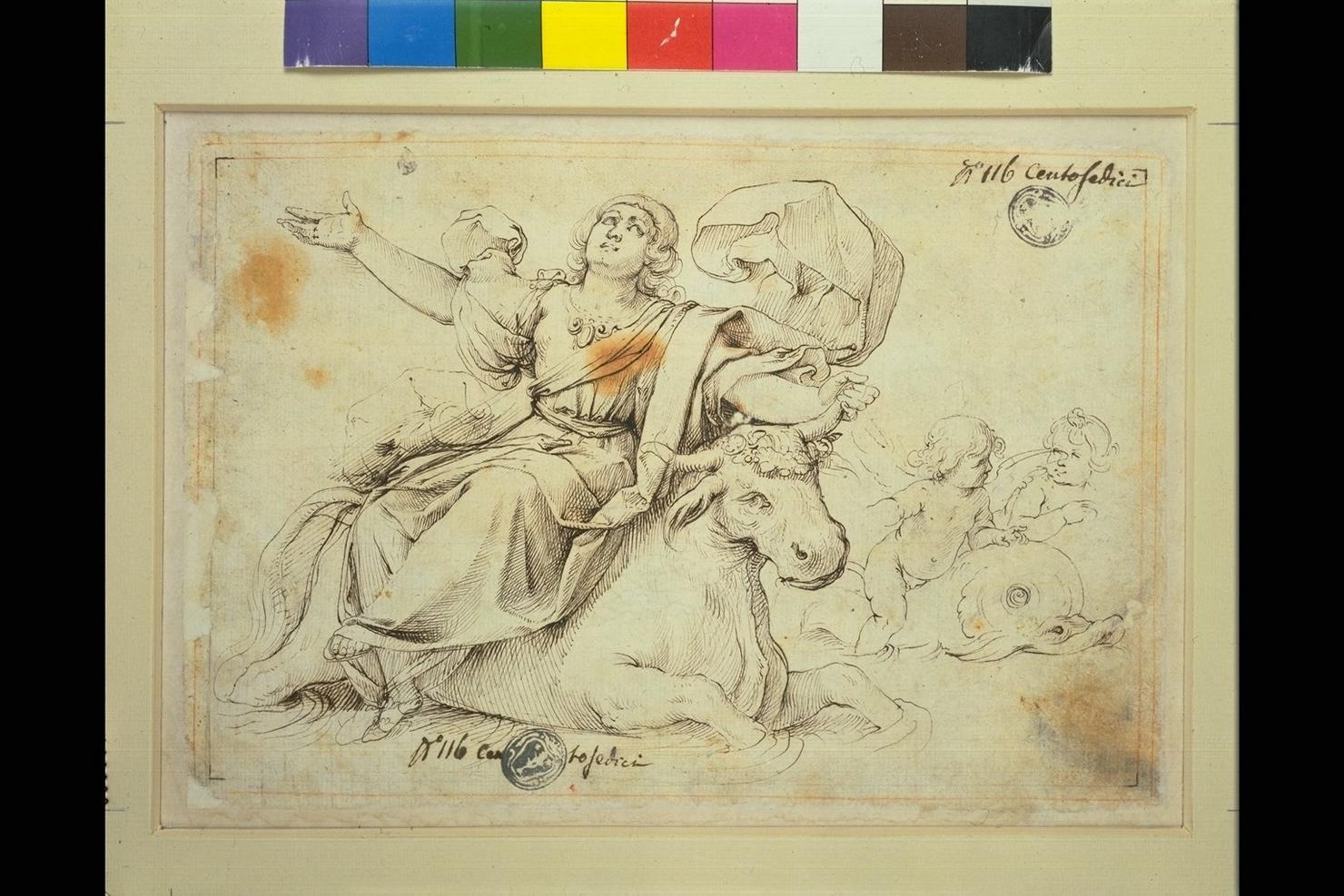 ratto di Europa (disegno) di Peruzzini Domenico (sec. XVII)