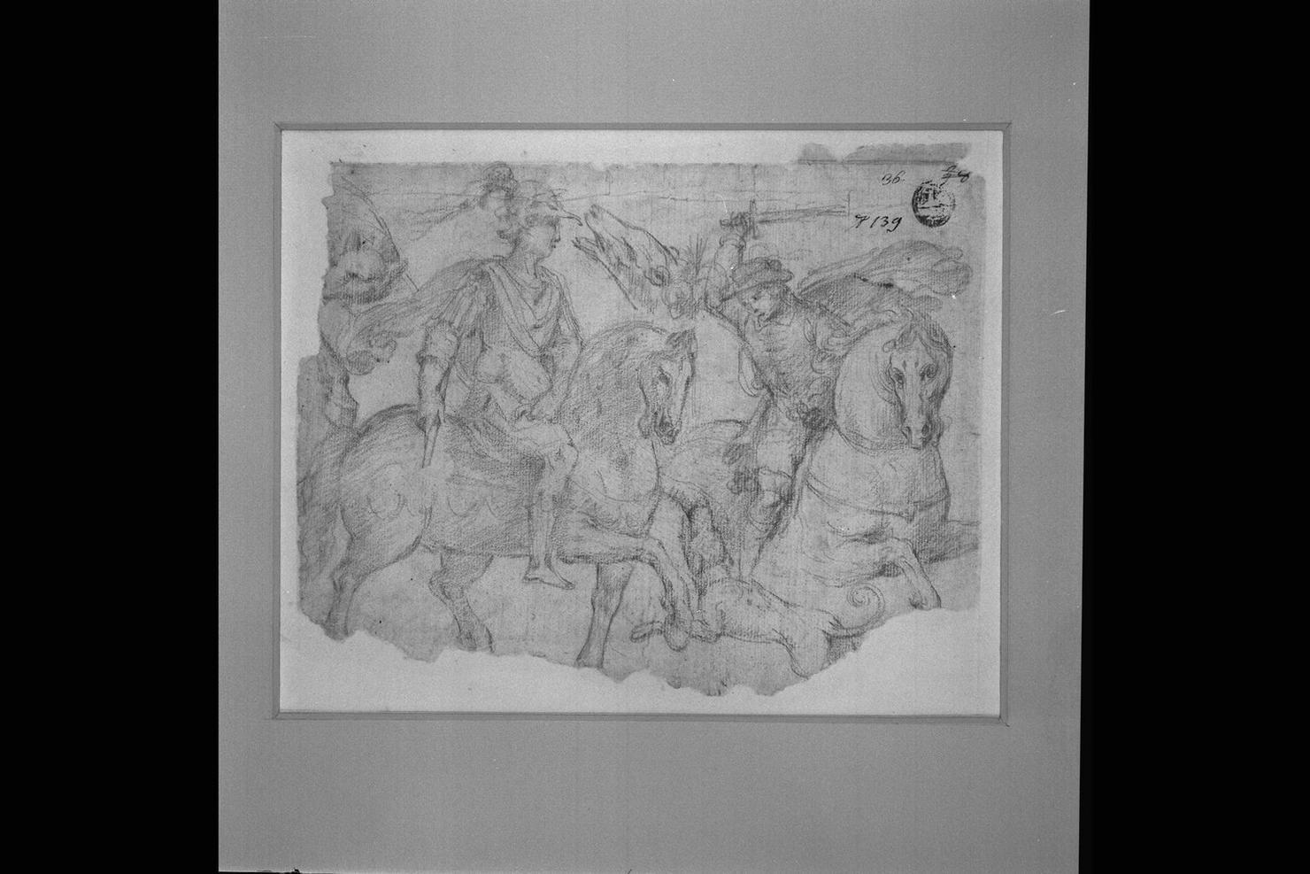 scena di caccia (disegno) di Allegrini Francesco (bottega) (sec. XVII)