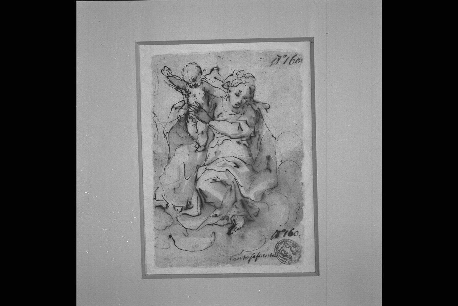 Madonna con Bambino (disegno) di Peruzzini Domenico (attribuito) (sec. XVII)