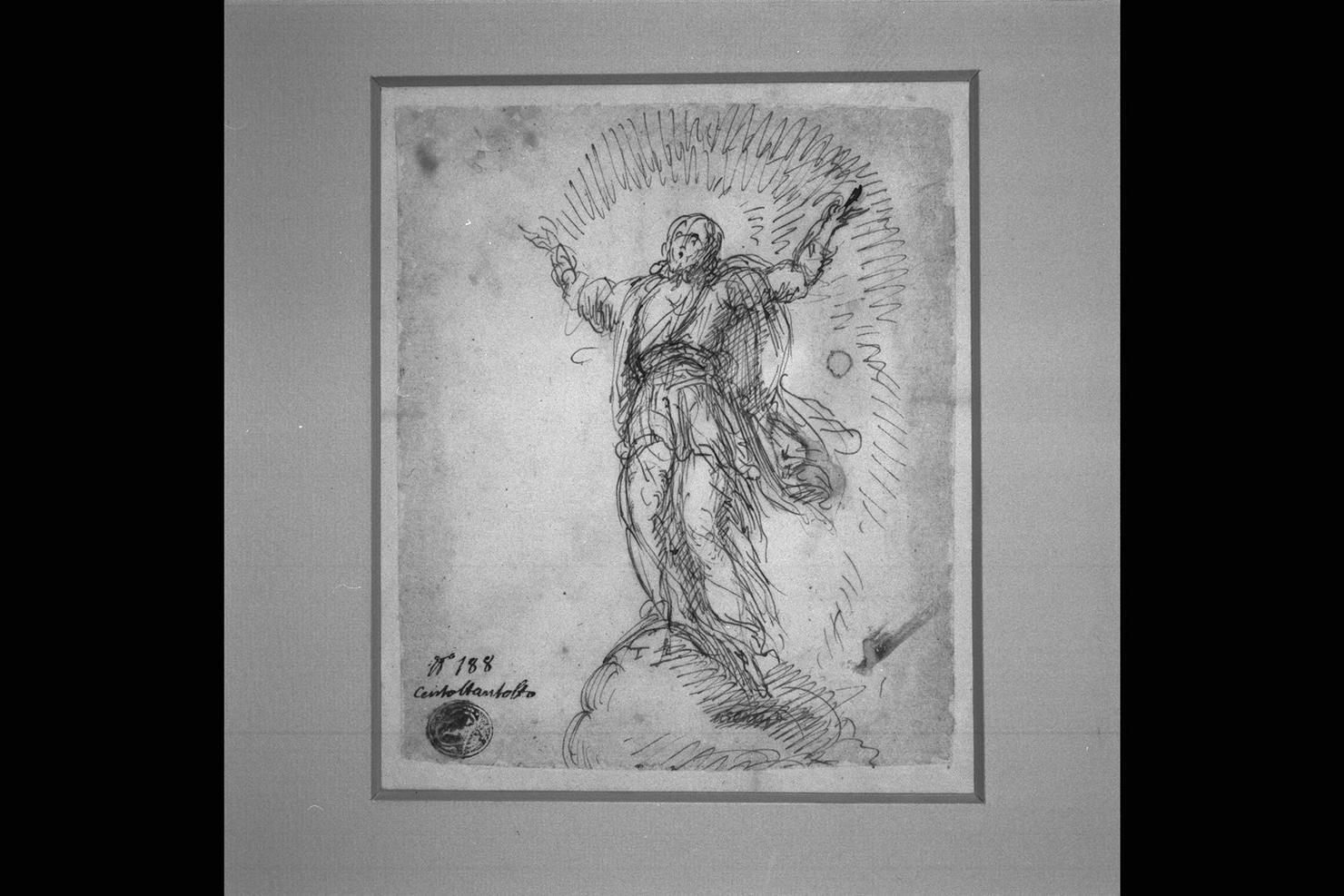 ascensione di Cristo (disegno) di Angeli Giulio Cesare (attribuito) (secc. XVI/ XVII)