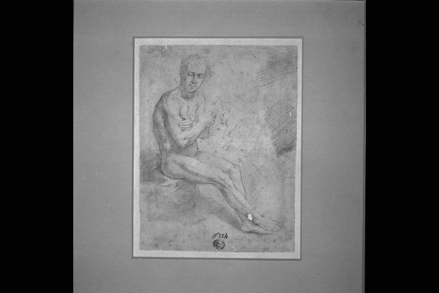 figura maschile nuda (disegno) di Peruzzini Domenico (sec. XVII)