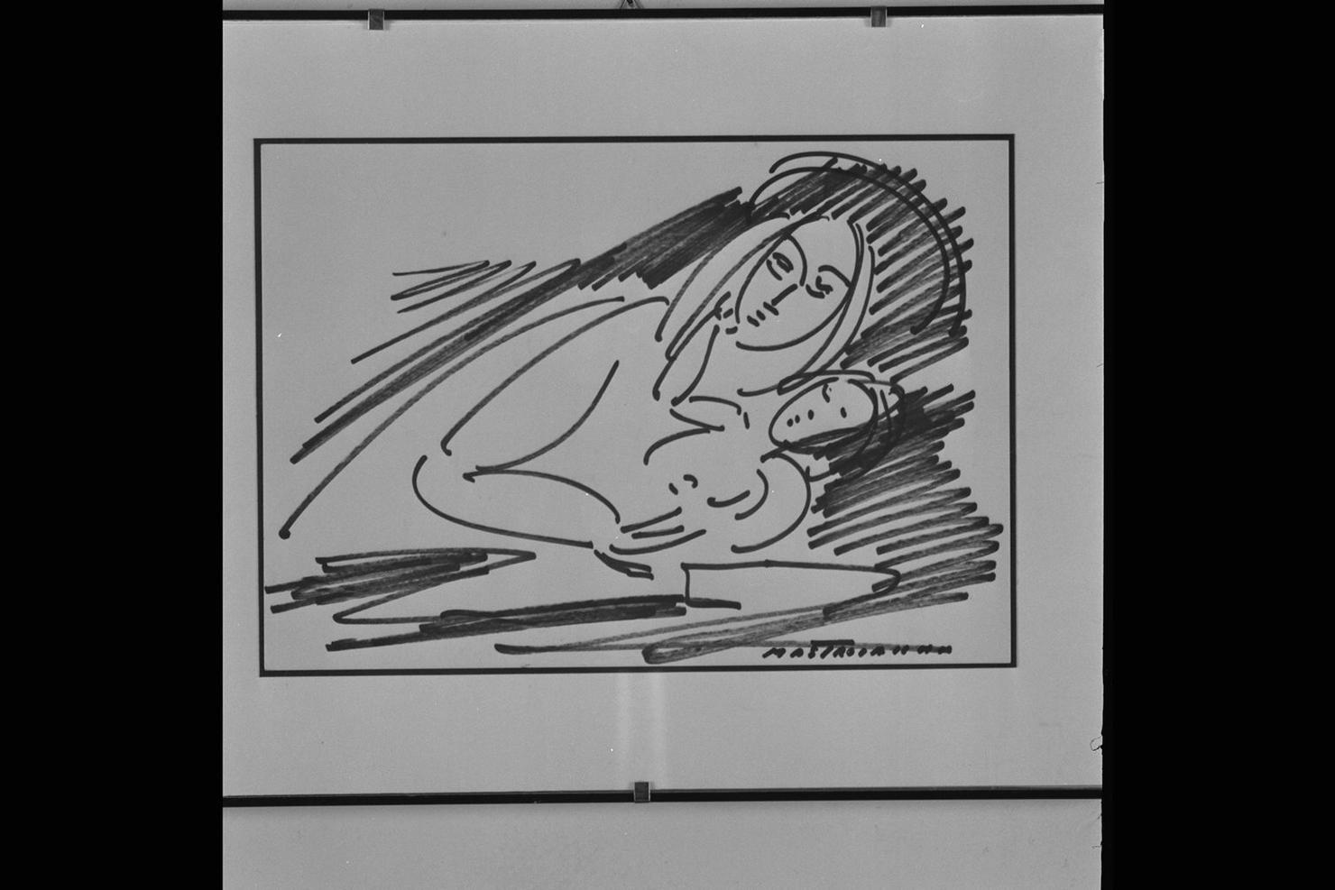 Madonna con Bambino (disegno) di Mastroianni Umberto (sec. XX)