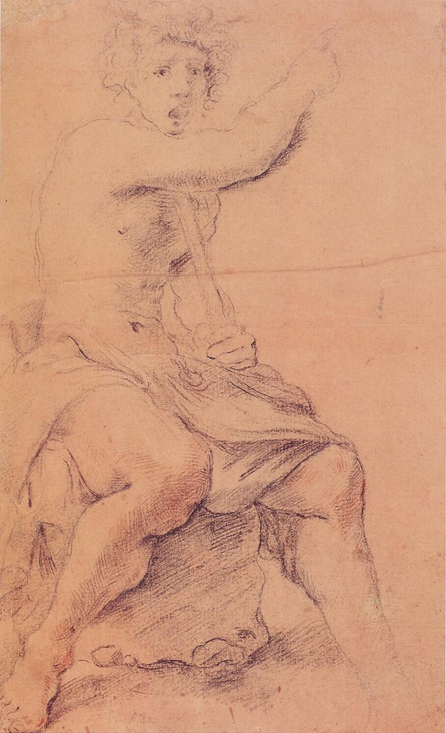 San Giovanni Battista nel deserto (disegno) di Reni Guido (attribuito) (sec. XVII)