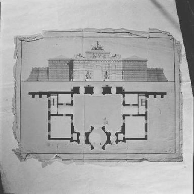pianta e prospetto per porta urbica (disegno) di Niccolai Nicola (sec. XVIII)