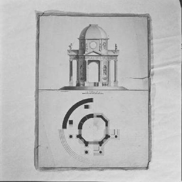 pianta e prospetto per una cisterna pubblica (disegno) di Niccolai Nicola (sec. XVIII)