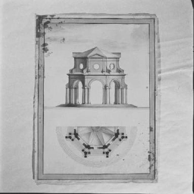 pianta e prospetto per un chiosco (disegno) di Niccolai Nicola (sec. XVIII)