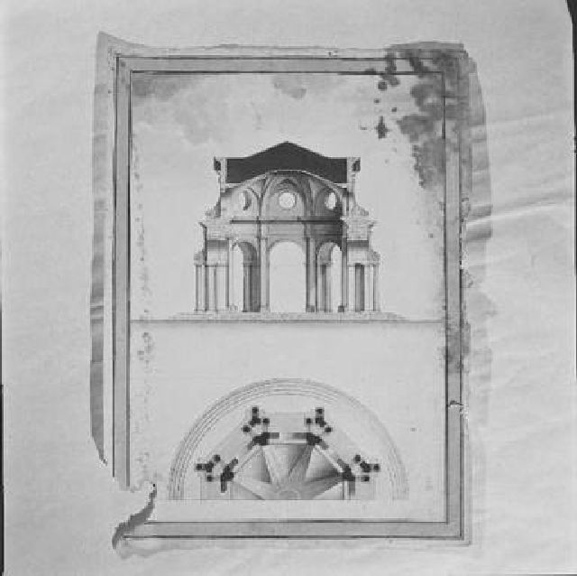 pianta e spaccato per un chiosco (disegno) di Niccolai Nicola (sec. XVIII)