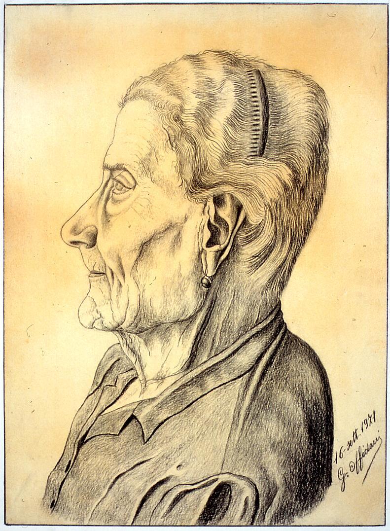 ritratto della madre Olga (disegno) di Offidani Germano (sec. XX)