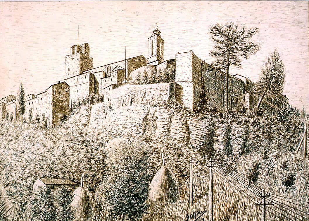 veduta di Sant'Elpidio a Mare dal lato sud-ovest (disegno) di Offidani Germano (sec. XX)