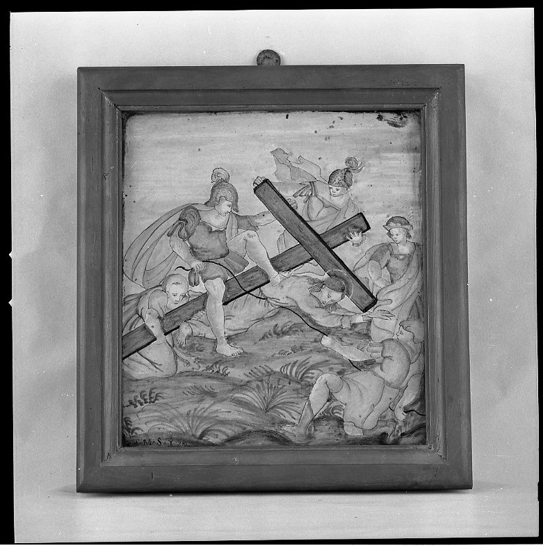 stazione III: Gesù cade sotto la croce la prima volta (Via Crucis, elemento d'insieme) di Scatena Francesco Maria (sec. XVIII)