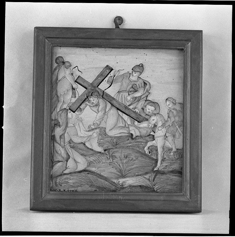stazione VI: Gesù asciugato dalla Veronica (Via Crucis, elemento d'insieme) di Scatena Francesco Maria (sec. XVIII)