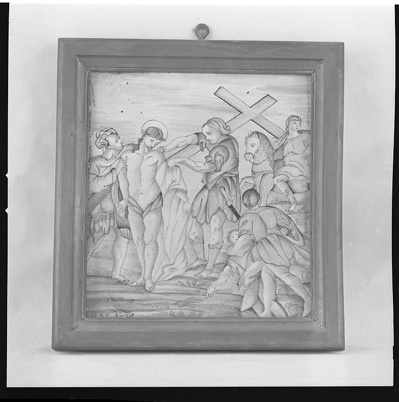 stazione X: Gesù spogliato e abbeverato di fiele (Via Crucis, elemento d'insieme) di Scatena Francesco Maria (sec. XVIII)