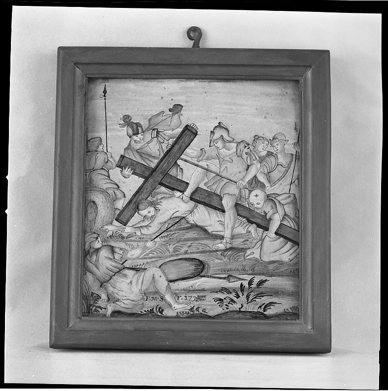 stazione IX: Gesù cade sotto la croce la terza volta (Via Crucis, elemento d'insieme) di Scatena Francesco Maria (sec. XVIII)