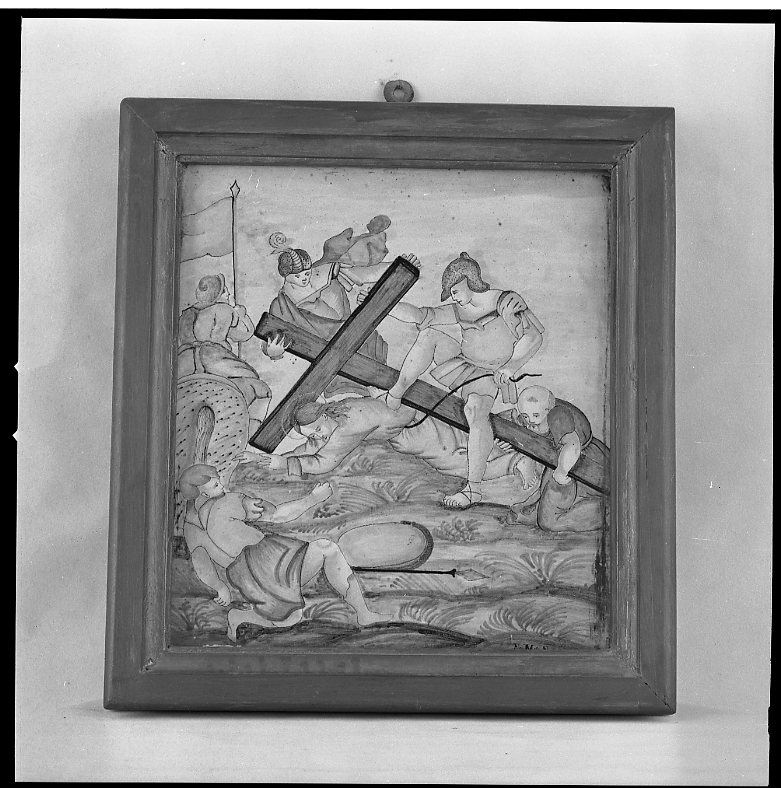 stazione VII: Gesù cade sotto la croce la seconda volta (Via Crucis, elemento d'insieme) di Scatena Francesco Maria (sec. XVIII)