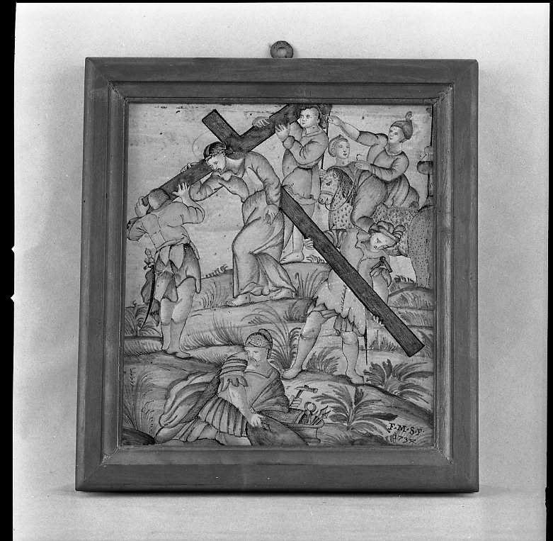 stazione II: Gesù caricato della croce (Via Crucis, elemento d'insieme) di Scatena Francesco Maria (sec. XVIII)