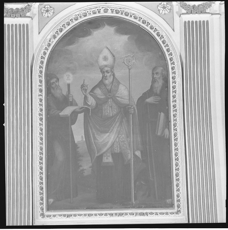 San Fortunato, San Francesco di Paola e Sant'Antonio Abate (dipinto) - ambito marchigiano (sec. XVIII)
