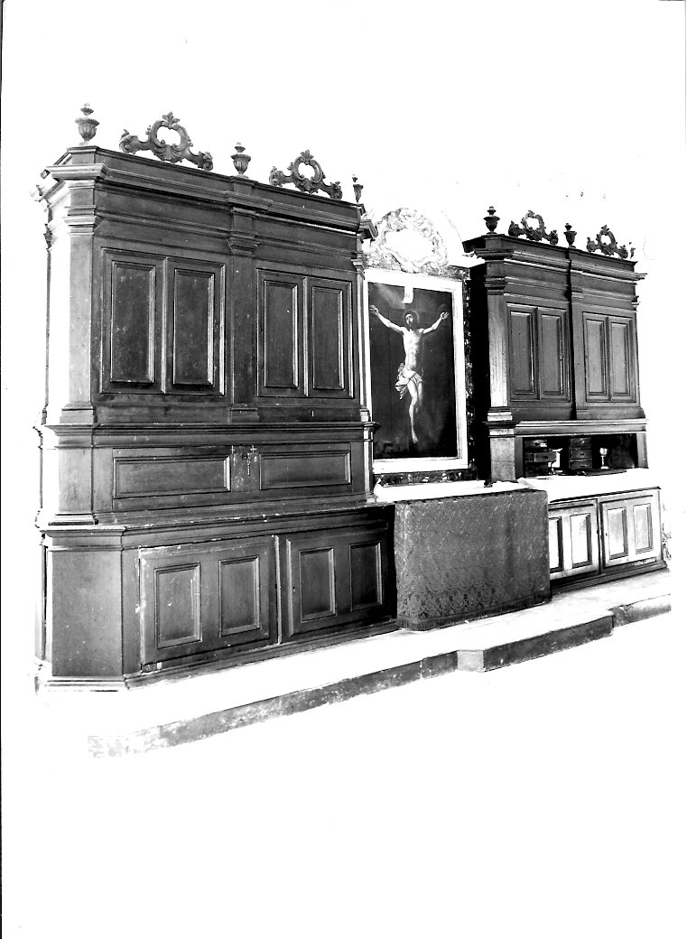 mobile da sacrestia con alzata, coppia di Brunetti Giuseppe (attribuito) (fine sec. XVIII)