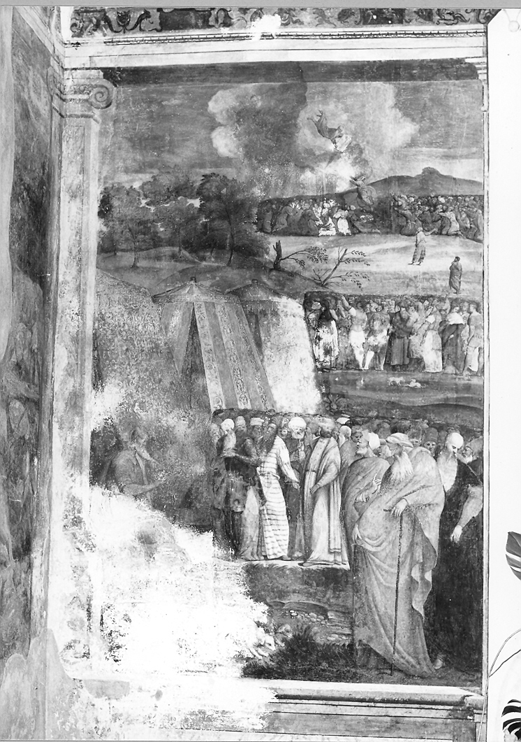 Mosè riceve da Dio le tavole della legge (dipinto) di Fogolino Marcello (sec. XVI)