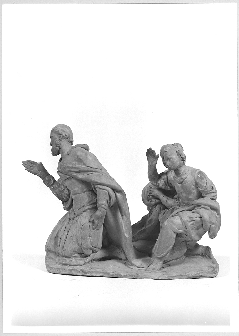 figure maschili inginocchiate (gruppo presepiale) di Paci Emidio (terzo quarto sec. XIX)