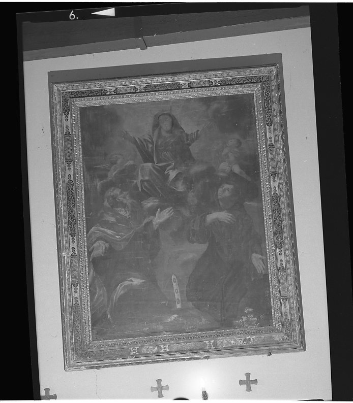 Madonna in gloria con i Santi Nicola di Bari e Sant'Antonio da Padova (dipinto) - ambito bolognese (sec. XVII)