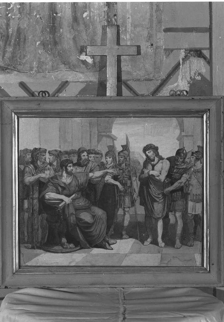 stazione I: Gesù condannato a morte (dipinto, elemento d'insieme) - ambito marchigiano (sec. XIX)