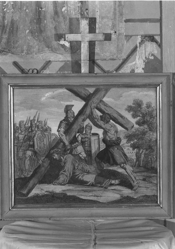 stazione III: Gesù cade sotto la croce la prima volta (dipinto, elemento d'insieme) - ambito marchigiano (sec. XIX)