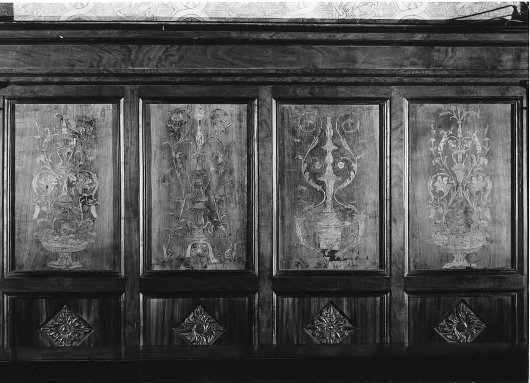 pannello di stallo di coro, serie - bottega marchigiana (sec. XV)