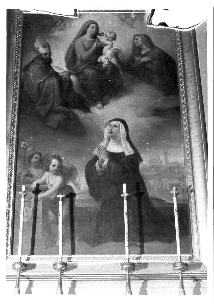 Madonna della Cintola tra Sant'Agostino e Santa Monica (dipinto) di Bigioli Filippo (sec. XIX)