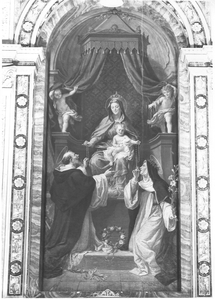 Madonna del Rosario con San Domenico e Santa Caterina da Siena (dipinto, elemento d'insieme) di Fontana Luigi (sec. XIX)