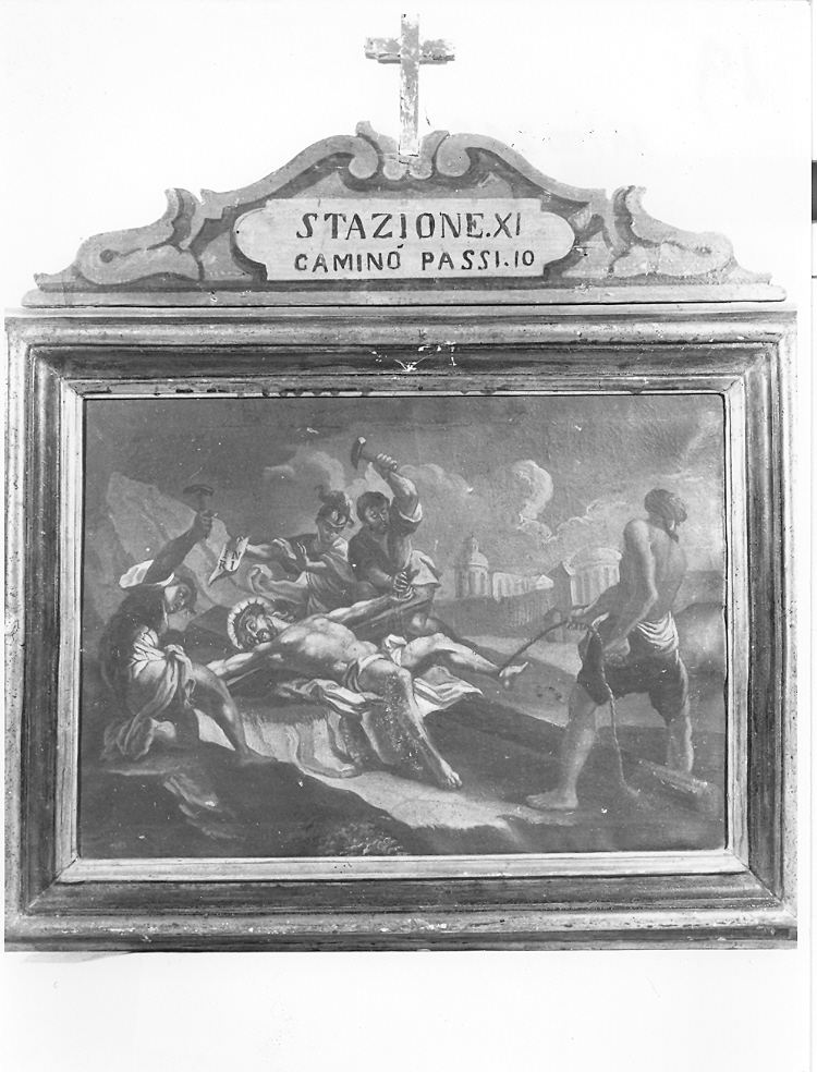 stazione XI: Gesù inchiodato alla croce (Via Crucis, elemento d'insieme) - ambito marchigiano (fine sec. XVII)