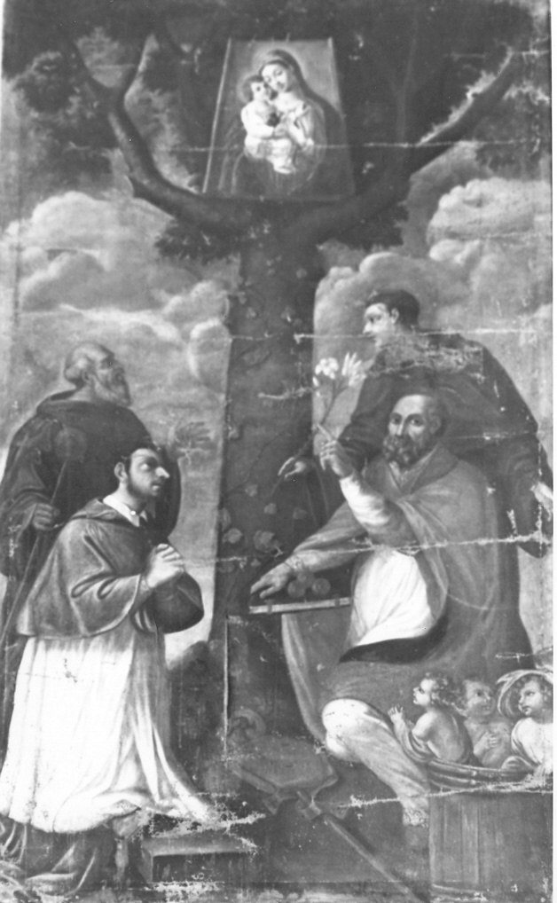 Madonna della Quercia, Madonna con Bambino e Santi (dipinto) di Malpiedi Domenico (sec. XVII)