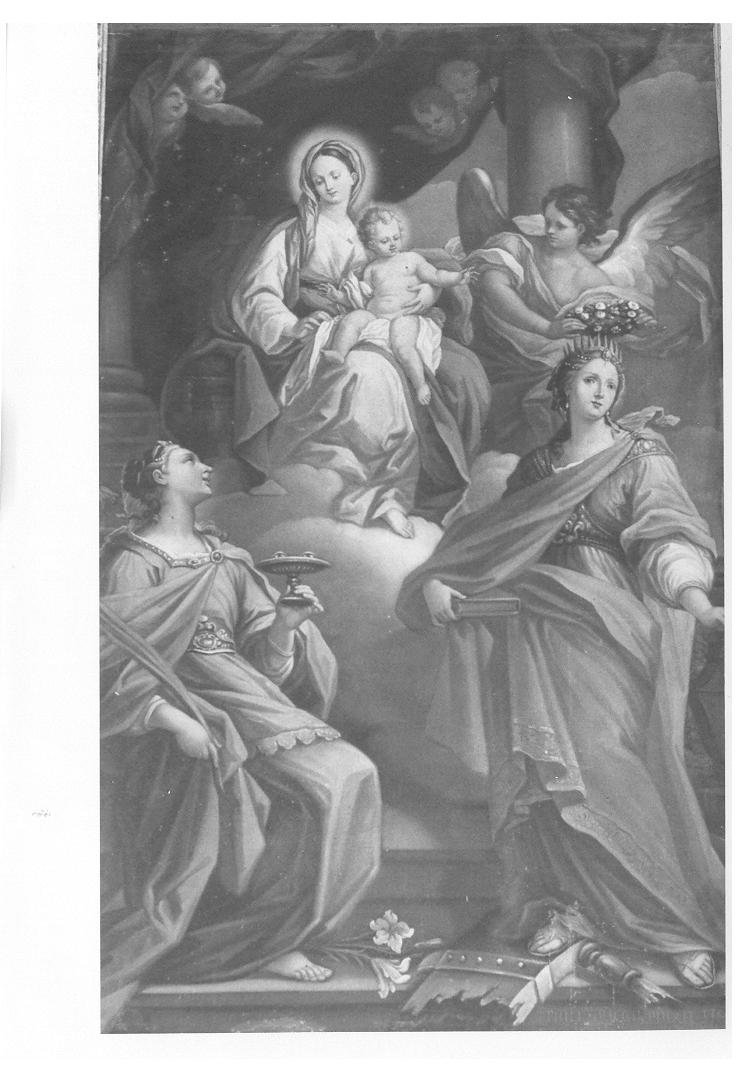 Madonna con Bambino con Santa Lucia e Santa Caterina (dipinto) di Ricci Filippo (sec. XVIII)