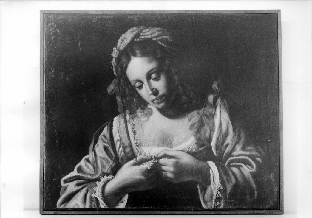ragazza che si spulcia (dipinto) di Guerrieri Giovanni Francesco (prima metà sec. XVII)