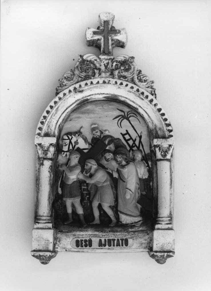 stazione XIV: Gesù deposto nel sepolcro (Via Crucis, elemento d'insieme) - ambito marchigiano (metà sec. XX)