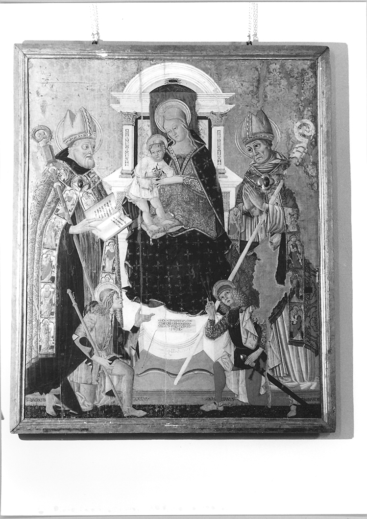 Madonna con Bambino in trono tra santi (dipinto) di Folchetti Stefano (sec. XV)