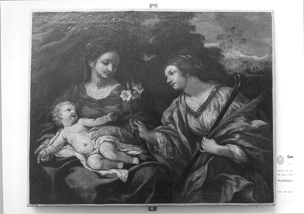 Madonna con Bambino e Santa Martina (dipinto) di Berettini Pietro detto Pietro da Cortona (cerchia) (seconda metà sec. XVII)