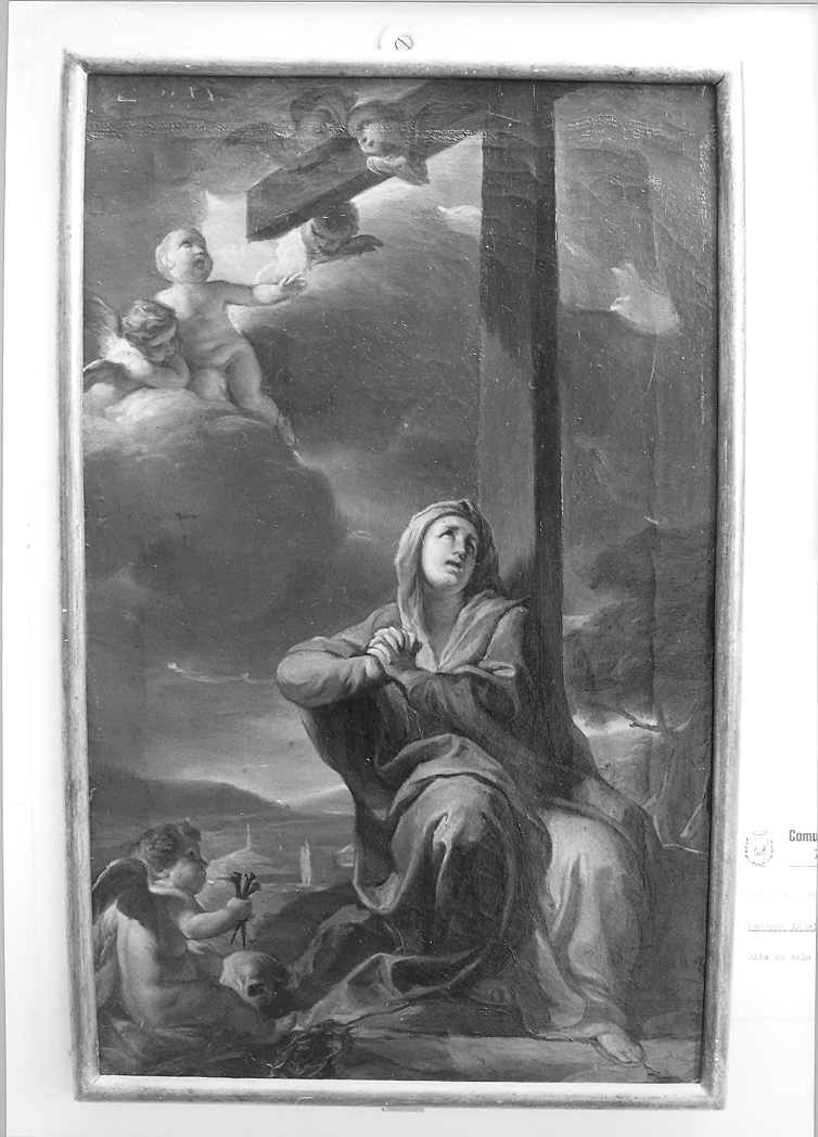 Madonna ai piedi della croce e angelo con strumenti della Passione (dipinto) di Unterberger Cristoforo (seconda metà sec. XVIII)
