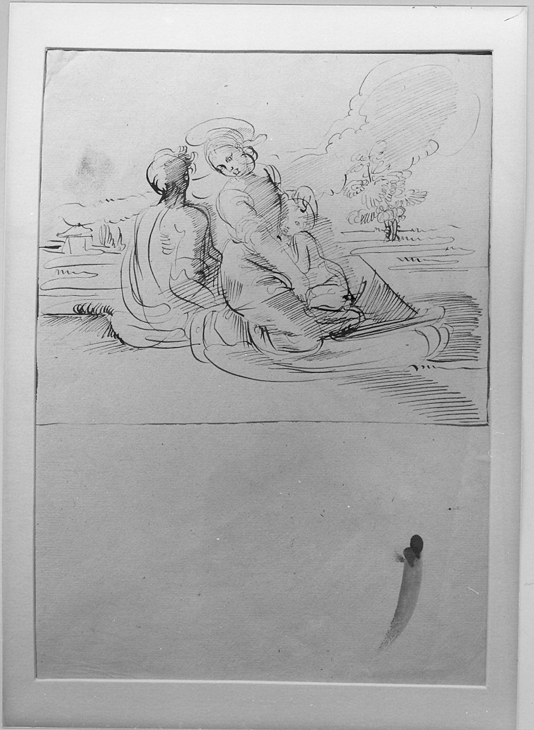 riposo durante la fuga in Egitto (disegno) di Duranti Fortunato (sec. XIX)