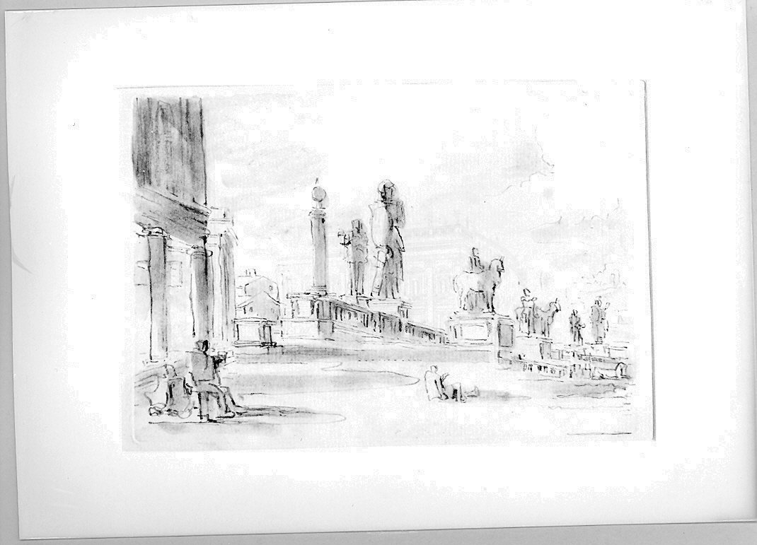 veduta della scalinata del Campidoglio (disegno) di Duranti Fortunato (sec. XIX)