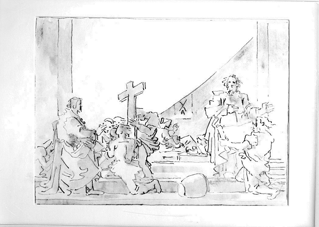 scena religiosa con predica di due personaggi (disegno) di Duranti Fortunato (sec. XIX)