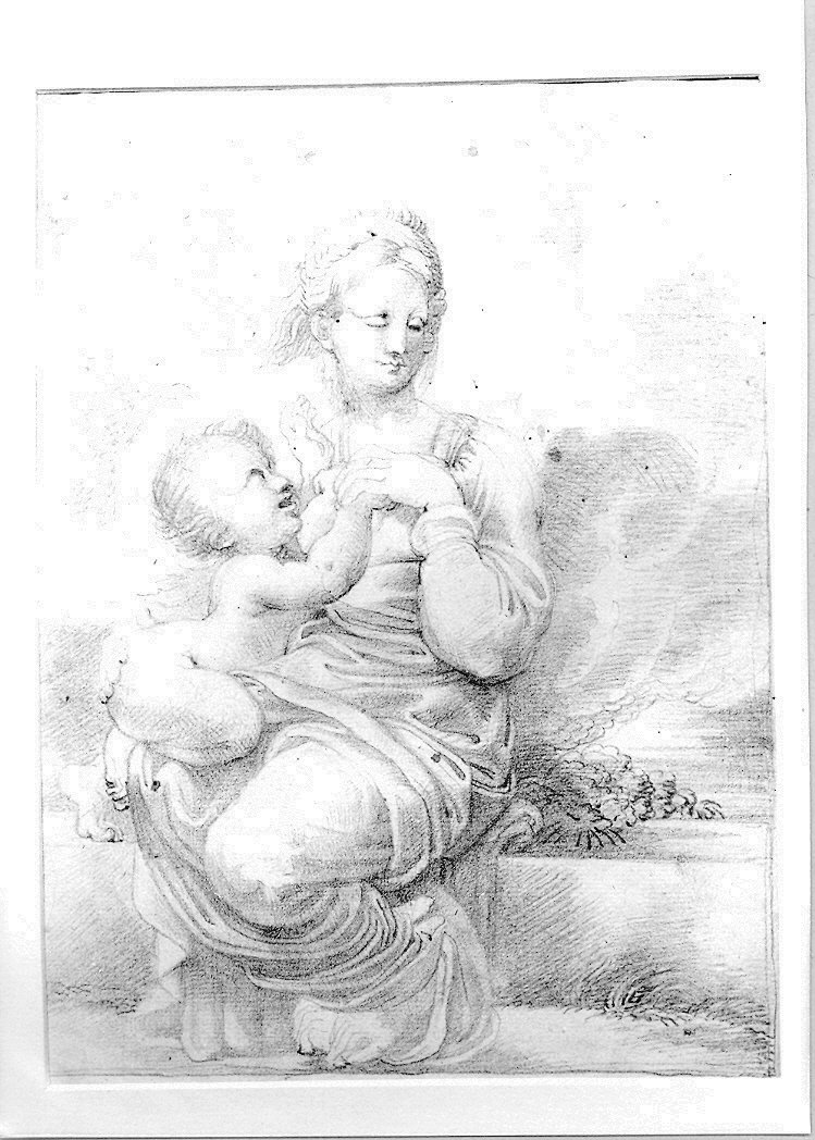 Madonna con Bambino (disegno) di Duranti Fortunato (sec. XIX)