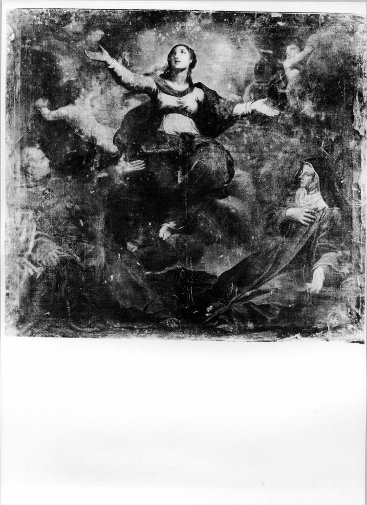 Madonna Assunta in cielo e i Santi Bernardino da Siena e Elisabetta d`Ungheria (dipinto) di Ridolfi Claudio (prima metà sec. XVII)