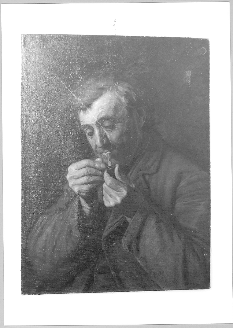 uomo che si accende la pipa (dipinto) di Martini Sigismondo (ultimo quarto sec. XIX)