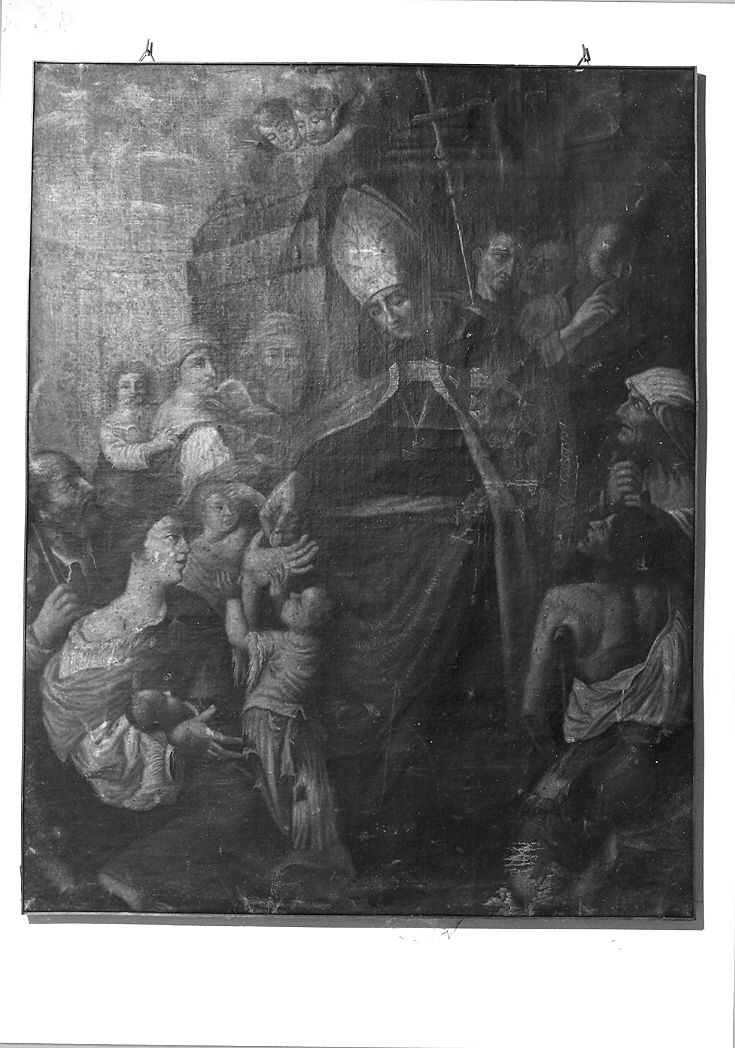 San Tommaso di Villanova distribuisce elemosine ai poveri (dipinto) - ambito marchigiano (sec. XVII)