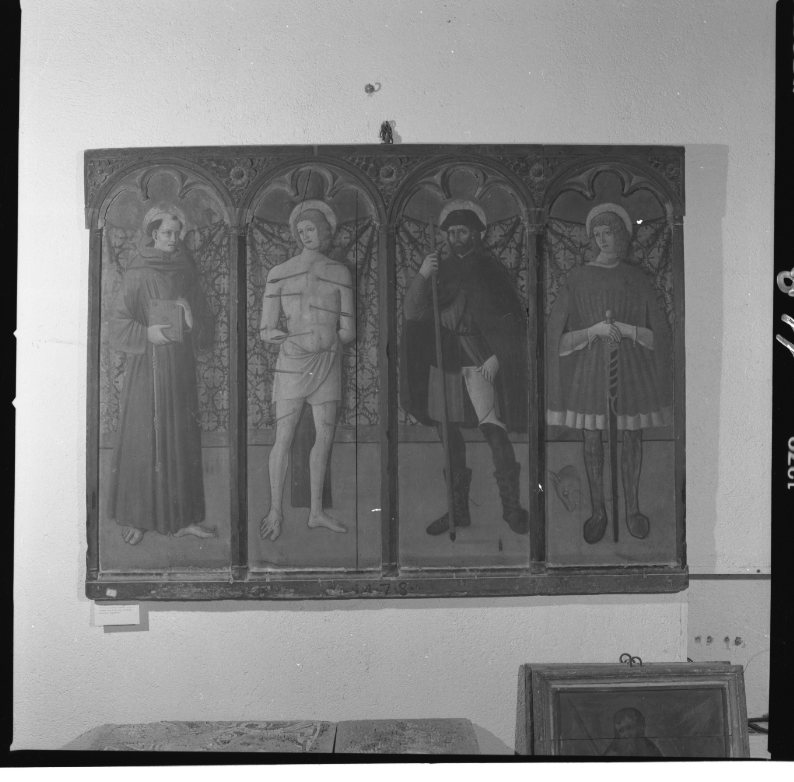 Santi Antonio, Sebastiano, Rocco e Martino (polittico) - bottega marchigiana (sec. XV)