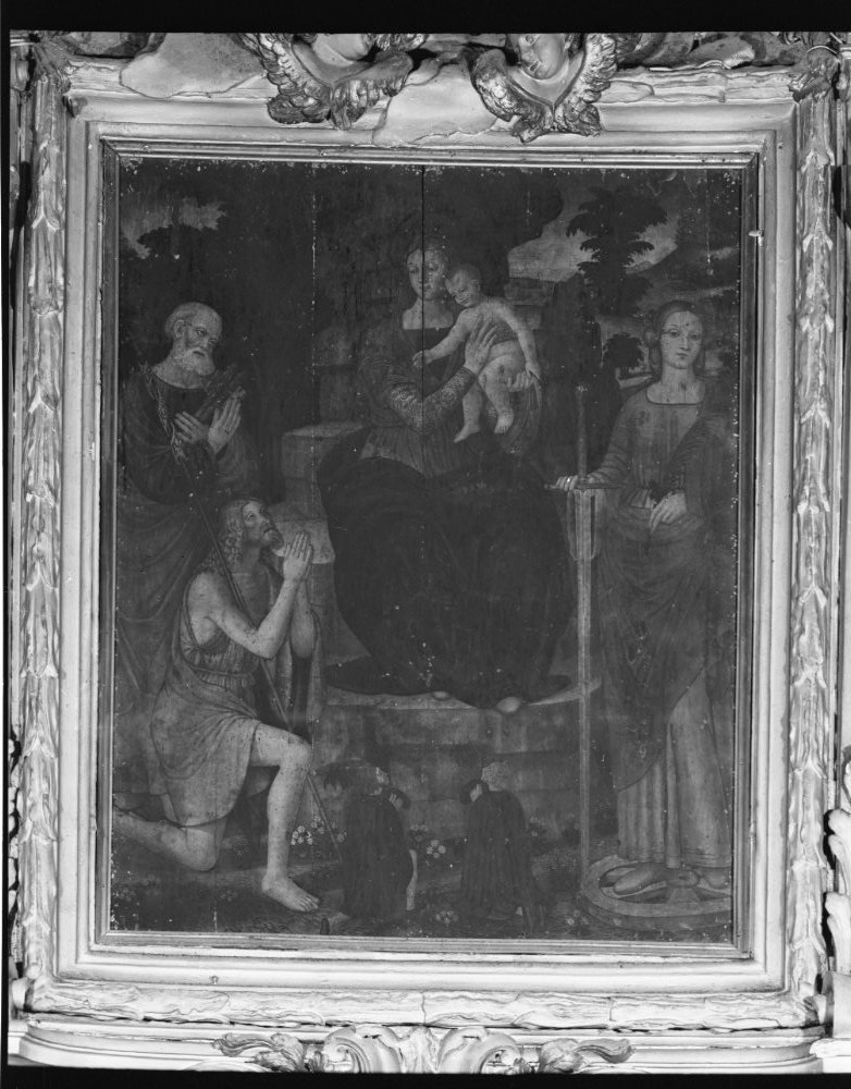 Madonna con Bambino in trono tra santi (dipinto) di Pagani Vincenzo (attribuito) (primo quarto sec. XVI)